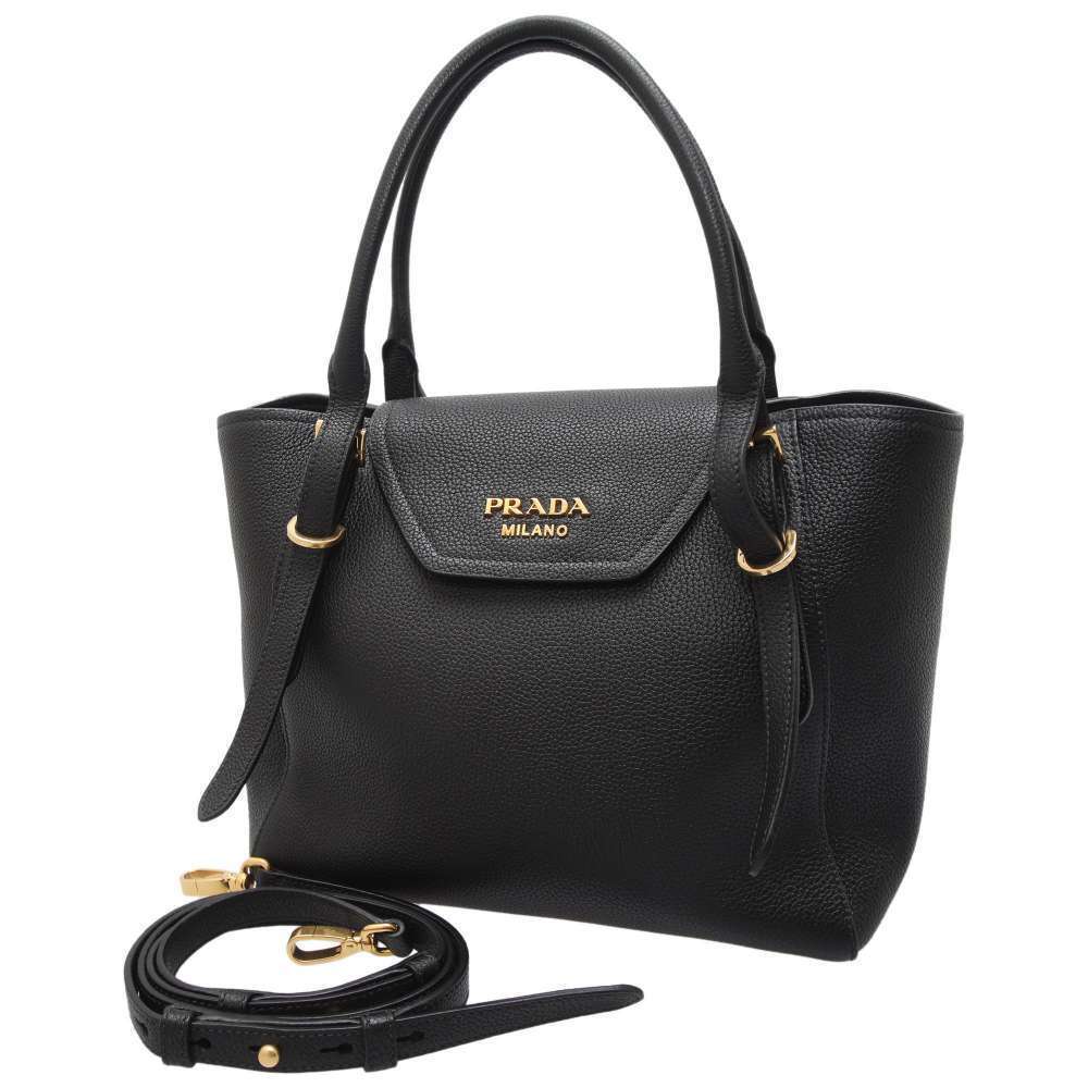 Prada Handbag grain leather shoulder bag black